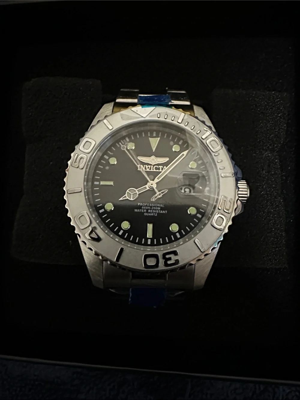 Invicta Men's Silver Watch with Black Dial